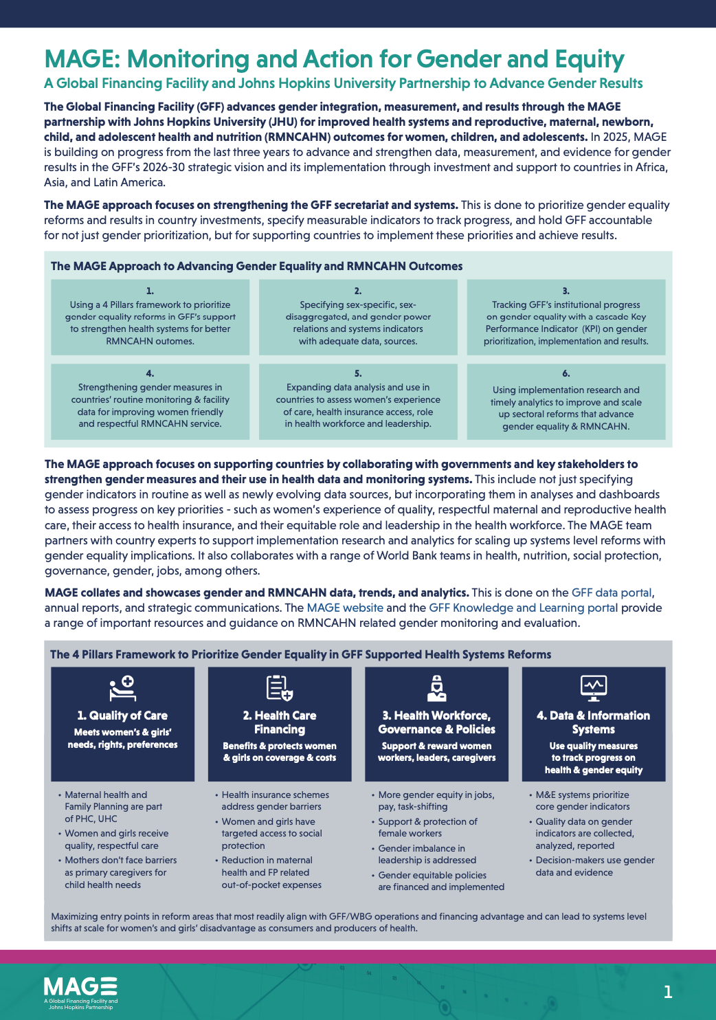 MAGE: Monitoring and Action for Gender and Equity